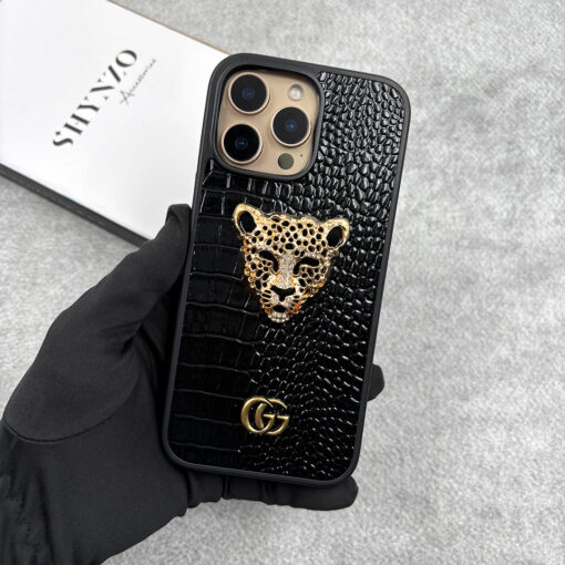 Luxury 3D Golden Tiger Croco Leather Premium Case