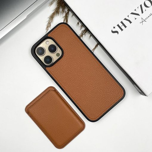 MagCard Grain Leather Slim Case for iPhone - Image 3