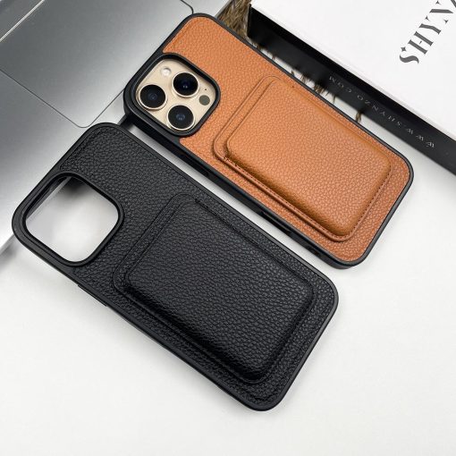 MagCard Grain Leather Slim Case for iPhone