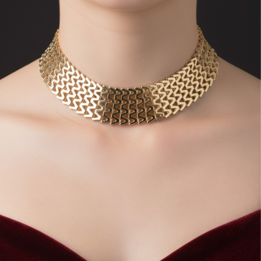 CAMILLE – Alloy Gold Polish Subtle choker necklace