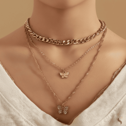 BELLE – Alloy & Brass Chain & Butterfly Complimenting Dual Neckpiece