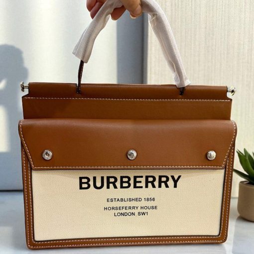 Canvas & Leather Structured Tote Bag - Image 4