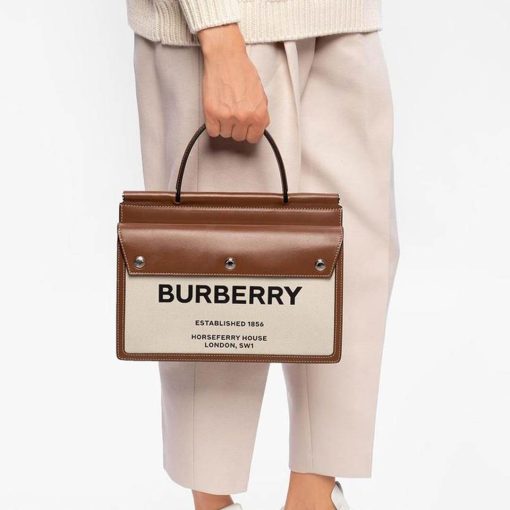 Canvas & Leather Structured Tote Bag - Image 2