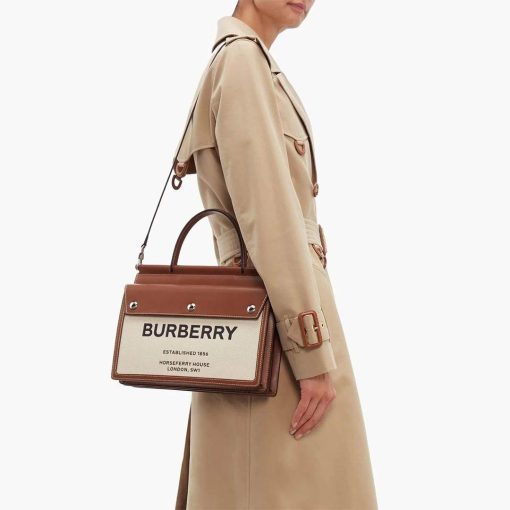 Canvas & Leather Structured Tote Bag - Image 3