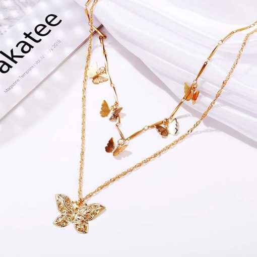 EDITH –Two-layer butterfly necklace Alloy Gold Polish