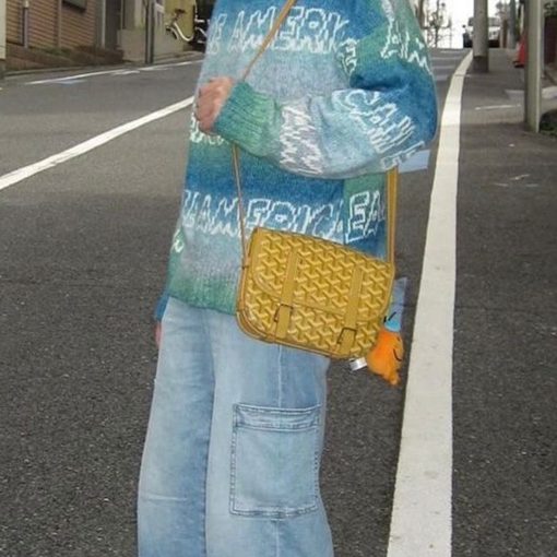 Premium Mustard Yellow Geometric Crossbody Bag - Image 4