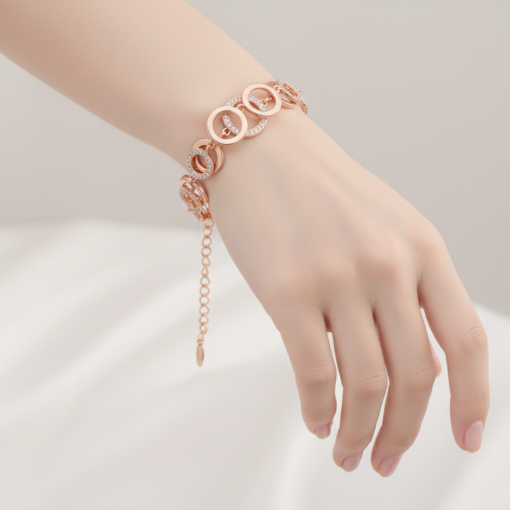 Vicious- Brass & Copper Entangled Ring Bracelet with American Diamond