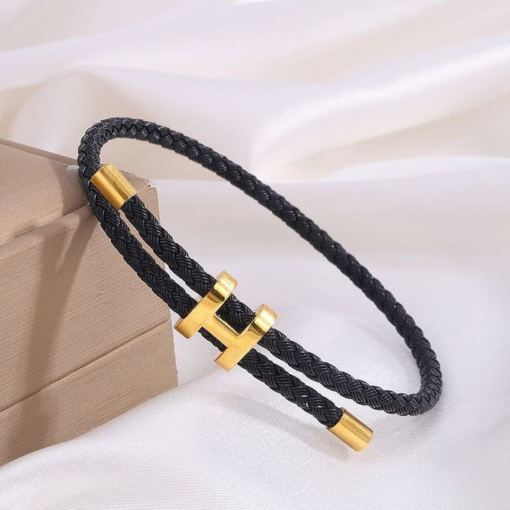 Harmony – Gold Black Rope Bracelet - Image 3