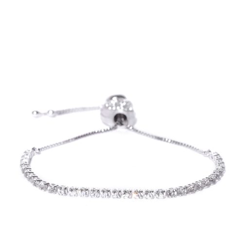 ARYA – Rhodium with Australian Crystals Heart Shaped Charm Bracelet - Image 2