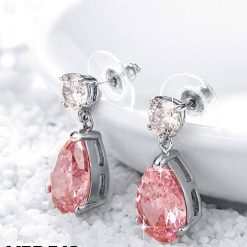Alternative view of SAGE- Copper & Brass Mix Crystal Teardrop Silver Plated Earring