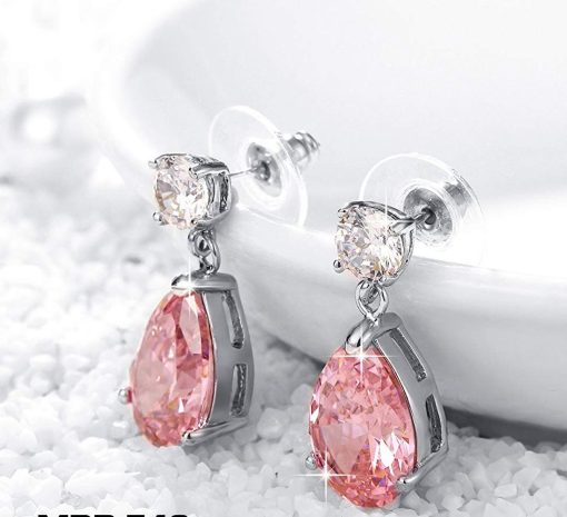 SAGE- Copper & Brass Mix Crystal Teardrop Silver Plated Earring