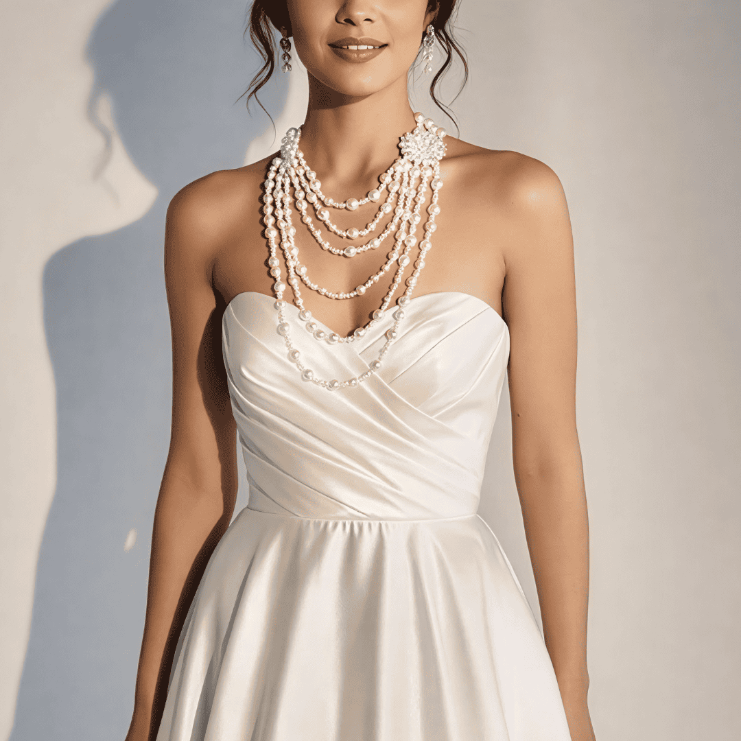 Aloura - Multi Strand Pearl Statement Necklace & Earring Set - Image 5