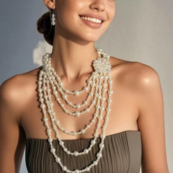 Alternative view of Aloura - Multi-Strand Pearl Statement Necklace