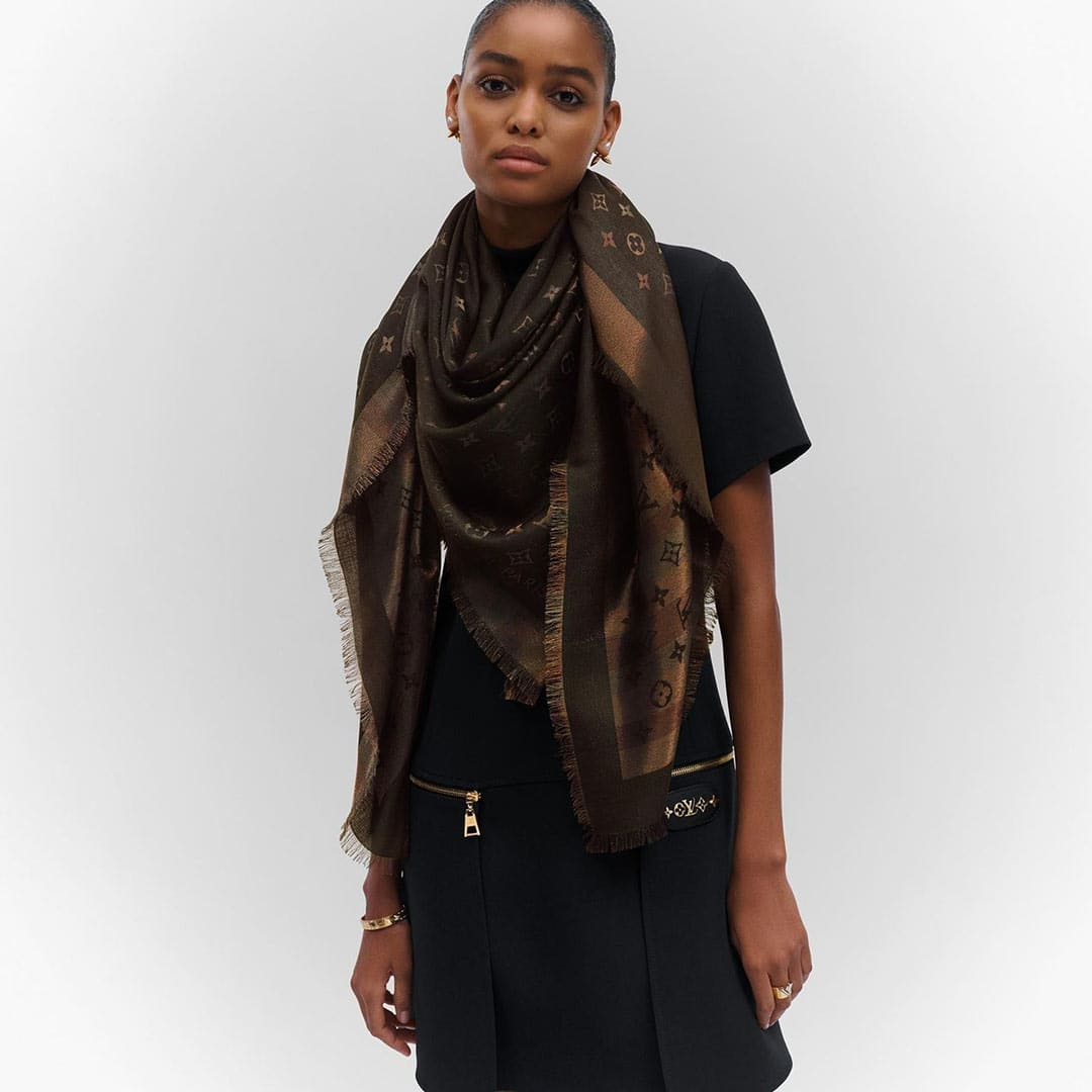 LV Classic Monogram Unisex Semi Woollen Scarf - Image 18