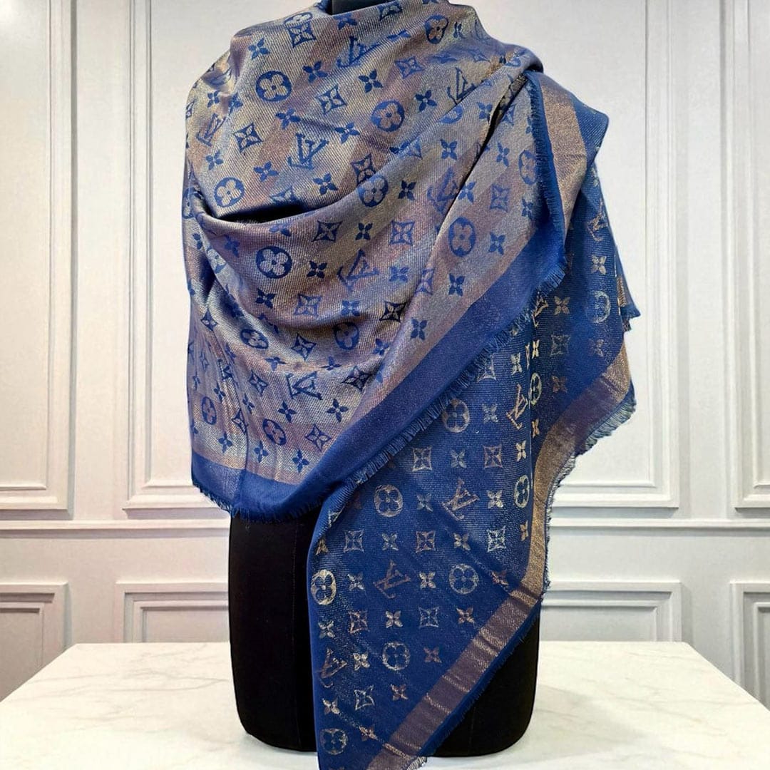 LV Classic Monogram Unisex Semi Woollen Scarf - Image 4