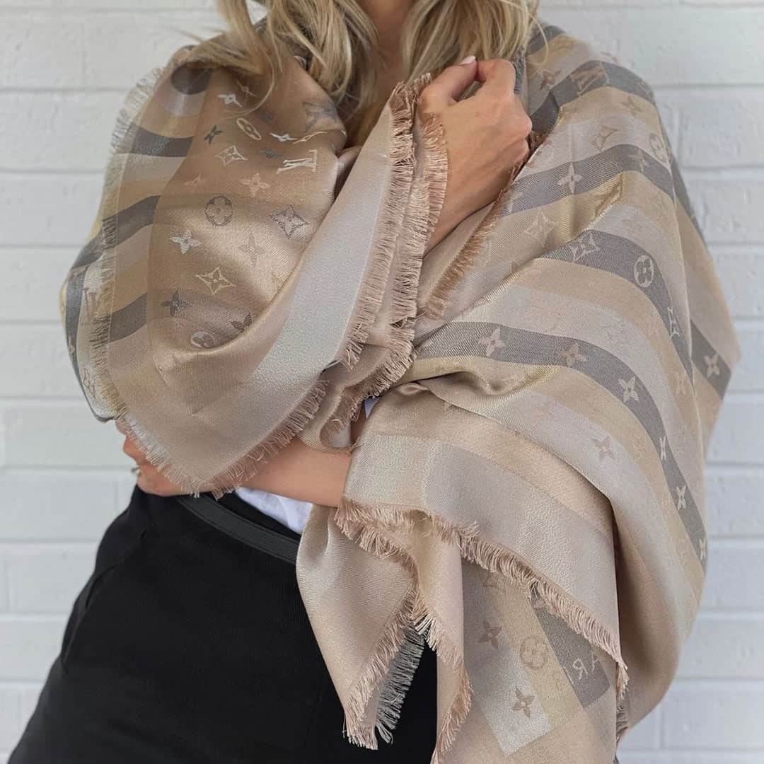 LV Classic Monogram Unisex Semi Woollen Scarf - Image 14