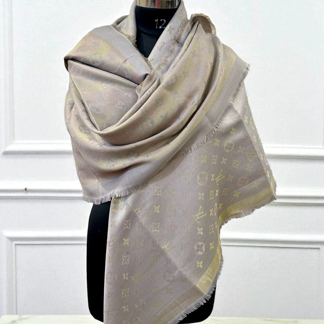 LV Classic Monogram Unisex Semi Woollen Scarf - Image 3