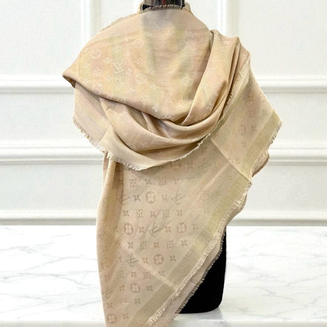 LV Classic Monogram Unisex Semi Woollen Scarf - Image 5