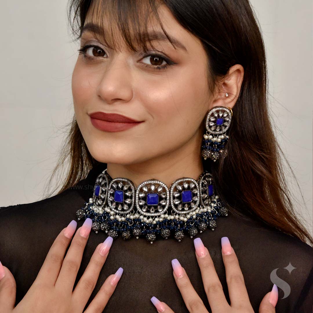 MASTANI- Festive Blue Choker Set - Image 3