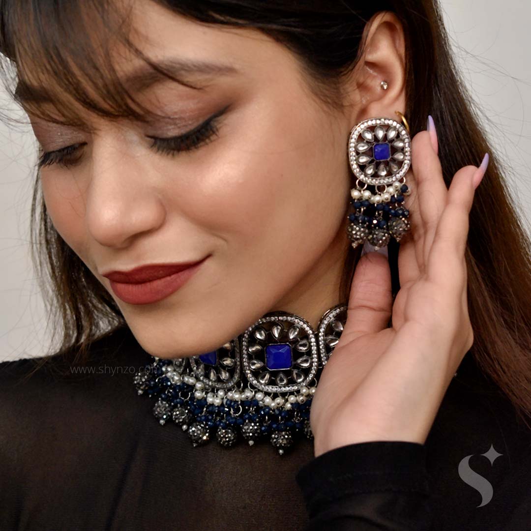 MASTANI- Festive Blue Choker Set - Image 4