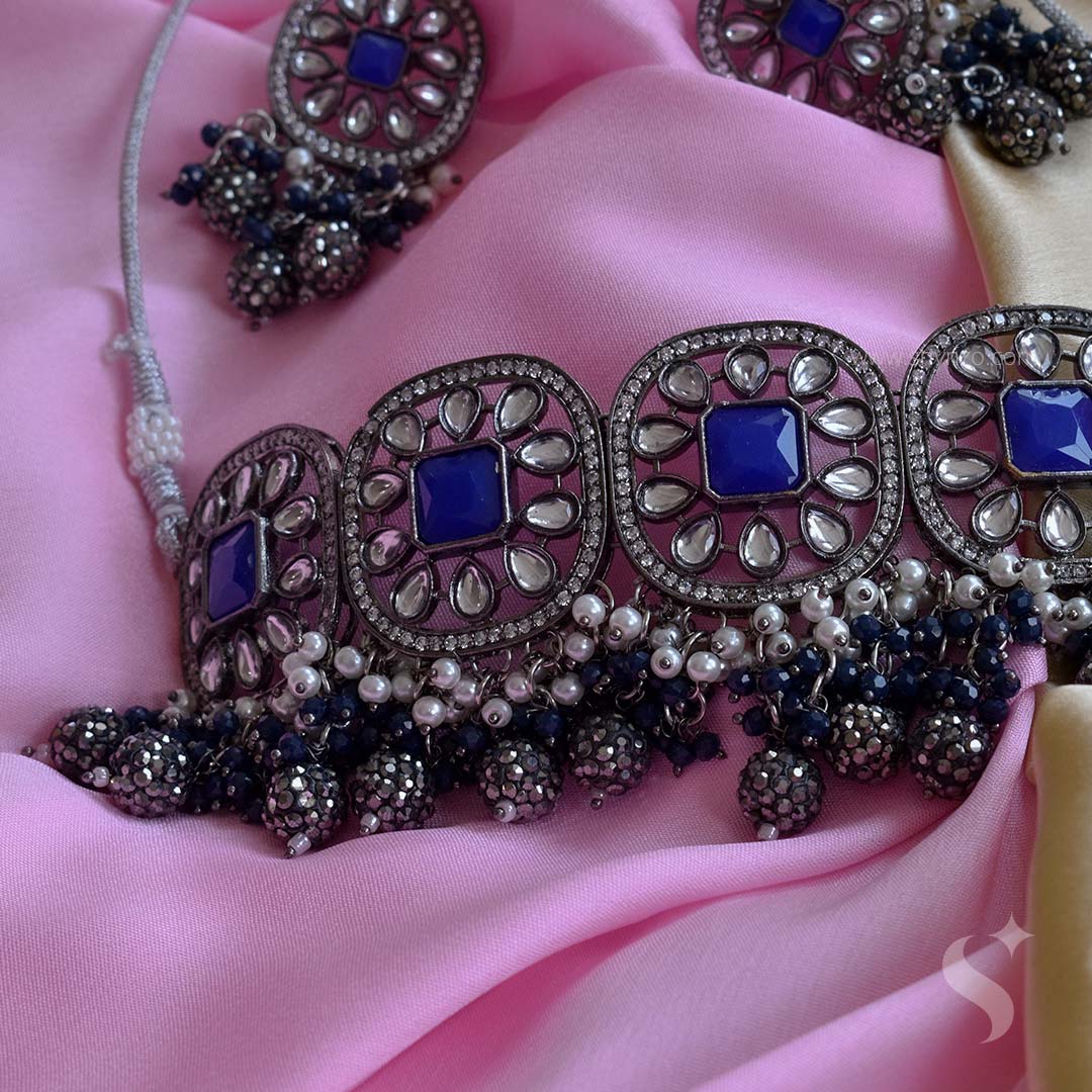 MASTANI- Festive Blue Choker Set - Image 6