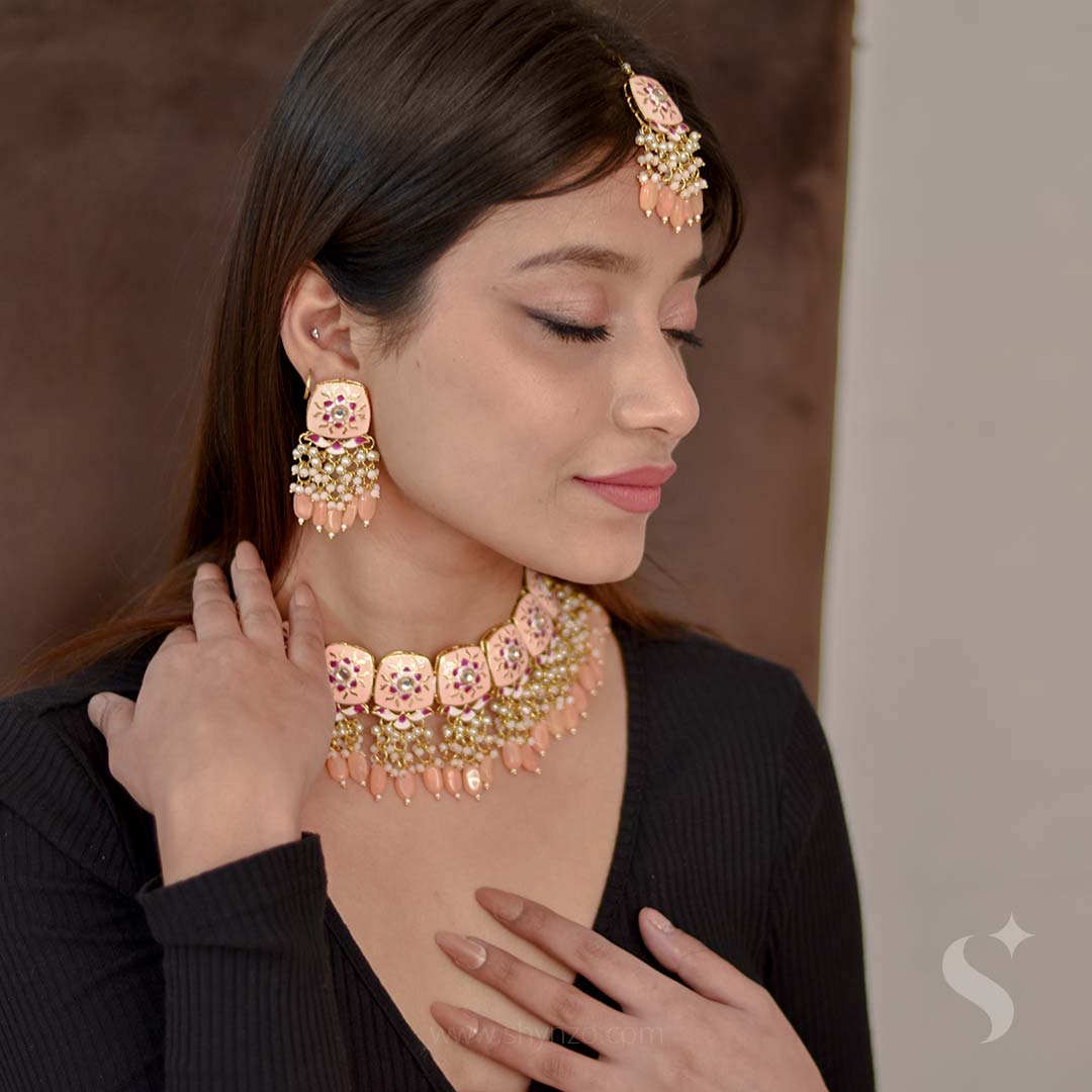 NAVYA – Heavy Jaipuri Choker Set - Image 5