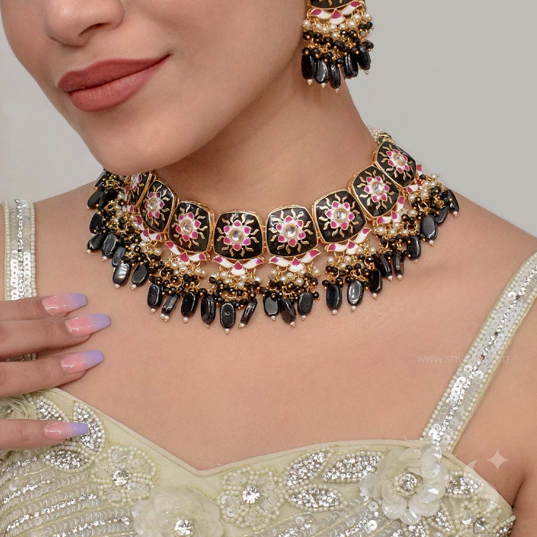 NAVYA – Heavy Jaipuri Choker Set - Image 2