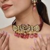 RAANI  - Festive Choker Set with Earrings in Majenta and Pink Shades