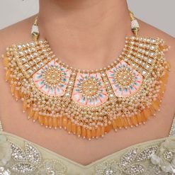 Alternative view of SHAFA - Festive Yellow Necklace With Kundan