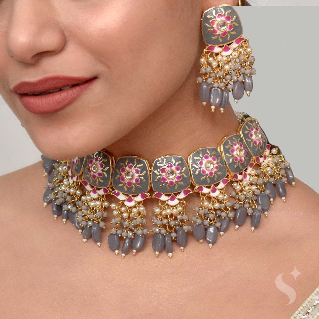 NAVYA – Heavy Jaipuri Choker Set - Image 6