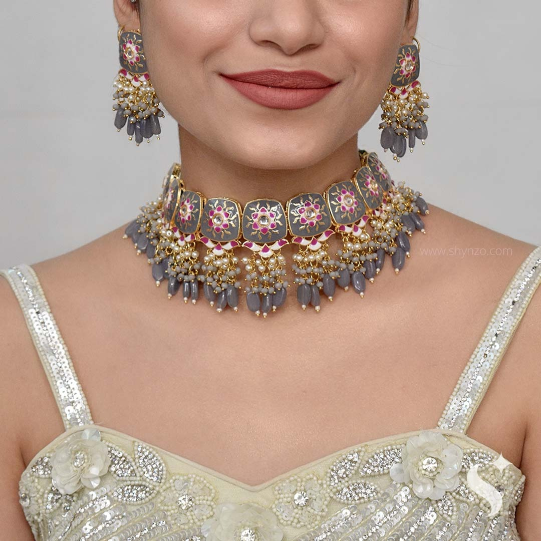 NAVYA – Heavy Jaipuri Choker Set - Image 7