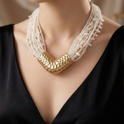 Golden Beehive - Vintage Pearl Necklace