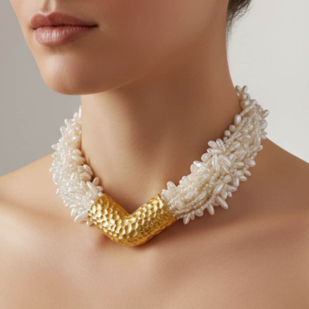 Golden Beehive - Vintage Pearl Necklace