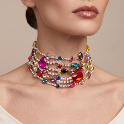 Alternative view of Emerastone - Multicolor Emerald Choker