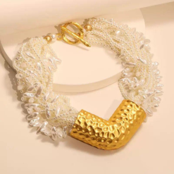 Golden Beehive - Vintage Pearl Necklace