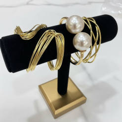 Alternative view of Moonlit Path- A Layered Gold Wire Pearl Wrap