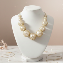 Alternative view of Celestial Orbit - A Golden-Wrapped Orb Statement Necklace