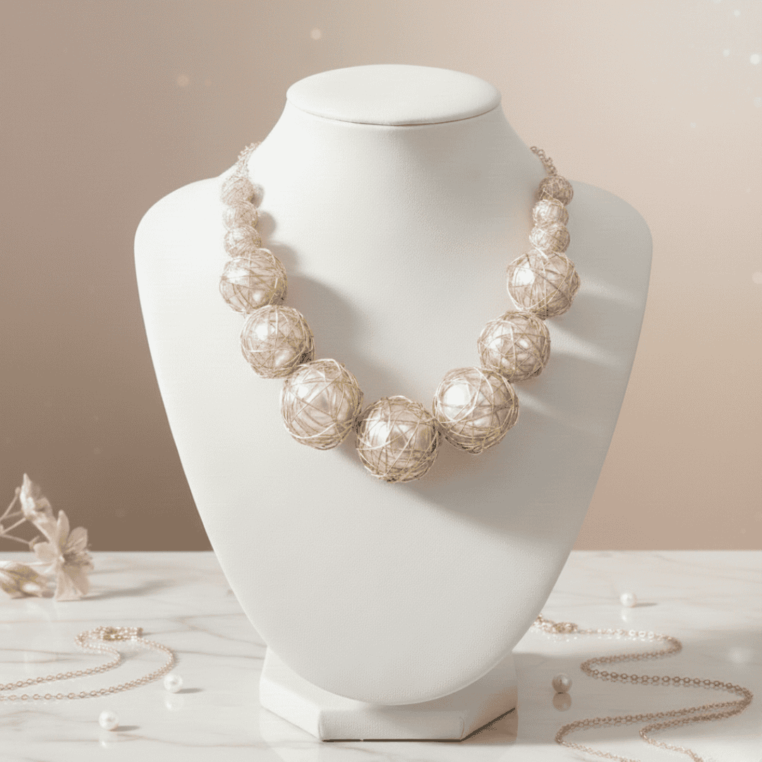 Celestial Orbit - A Golden-Wrapped Orb Statement Necklace - Image 2