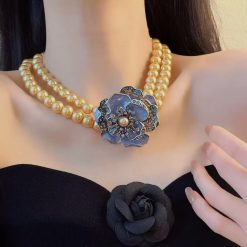 The Iris - A Double-Strand Pearl Floral Collar