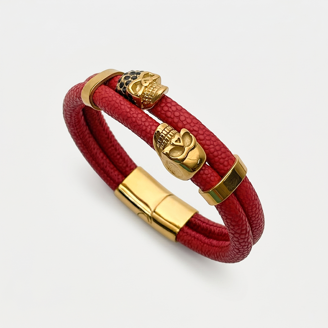 Obsidian - Skull Bracelet