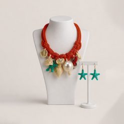 Alternative view of CORAL TIDE- A SEASHELL PEARL CHOKER & EARRINGS SET