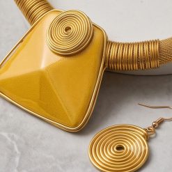 LUSTRE – MATTE GOLD TRAPEZOID NECKLACE & EARRING SET - Image 5