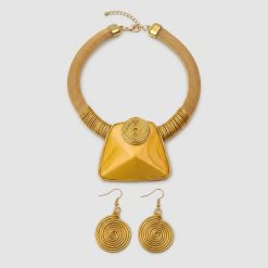 LUSTRE – MATTE GOLD TRAPEZOID NECKLACE & EARRING SET - Image 6