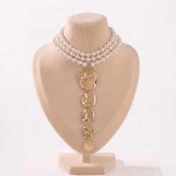 Alternative view of PEARLINA – GOLD CASCADE STATEMENT NECKLACE