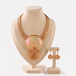 MIRELLE – GOLD STATEMENT NECKLACE & EARRINGS SET - Image 2