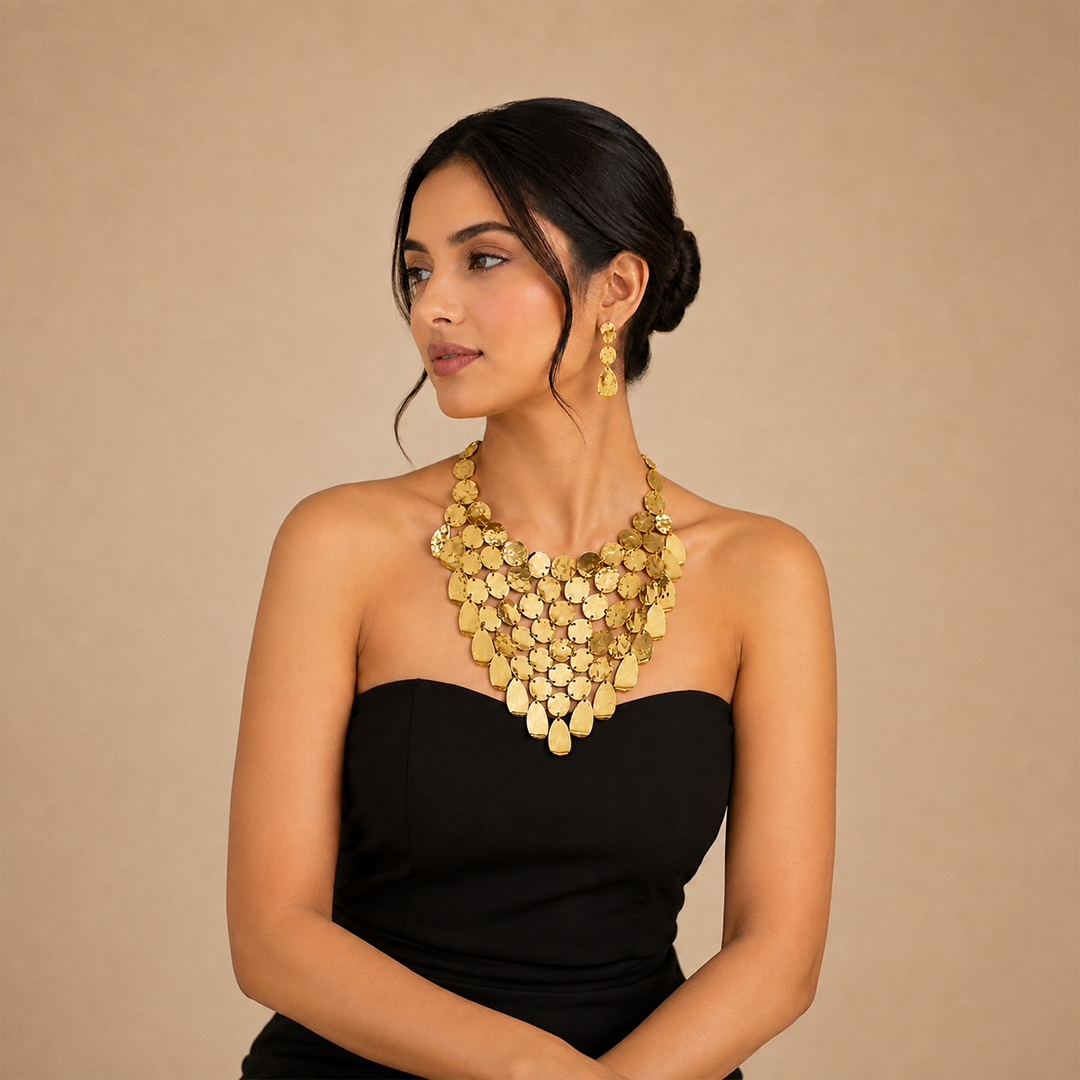 ORABELLA – LUXE GOLD BIB NECKLACE SET - Image 3