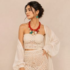 CORAL TIDE- A SEASHELL PEARL CHOKER & EARRINGS SET - Image 3