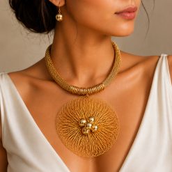 FLORAVIA – WIRE BLOOM NECKLACE & EARRING SET