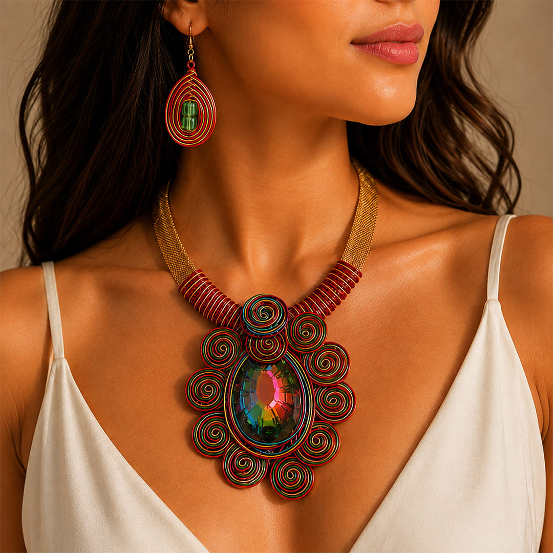 KALEIDOSCOPE – VIBRANT WIRE NECKLACE & EARRING SET